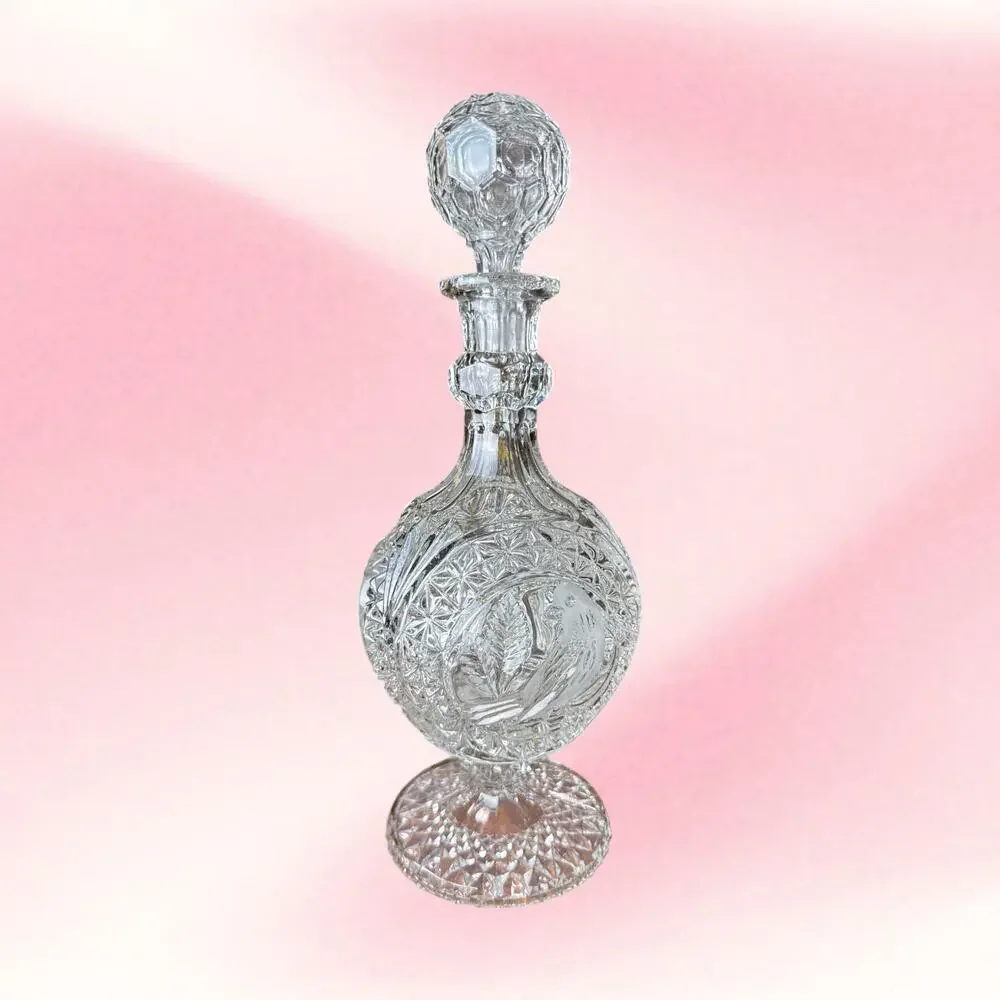 Vintage Hofbauer Byrdes West Germany Lead Crystal Decanter Statement